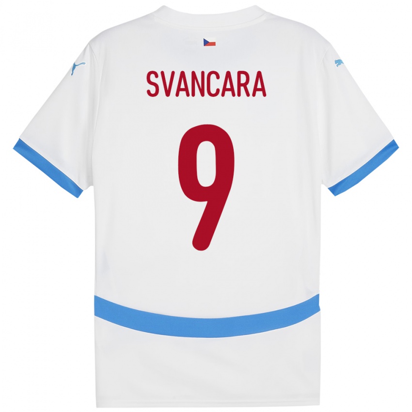 Kinder Tschechien Daniel Svancara #9 Weiß Auswärtstrikot Trikot 24-26 T-Shirt