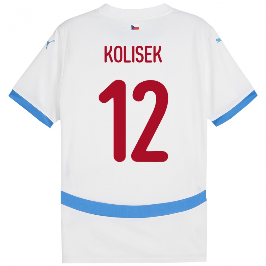 Kinder Tschechien Jakub Kolisek #12 Weiß Auswärtstrikot Trikot 24-26 T-Shirt