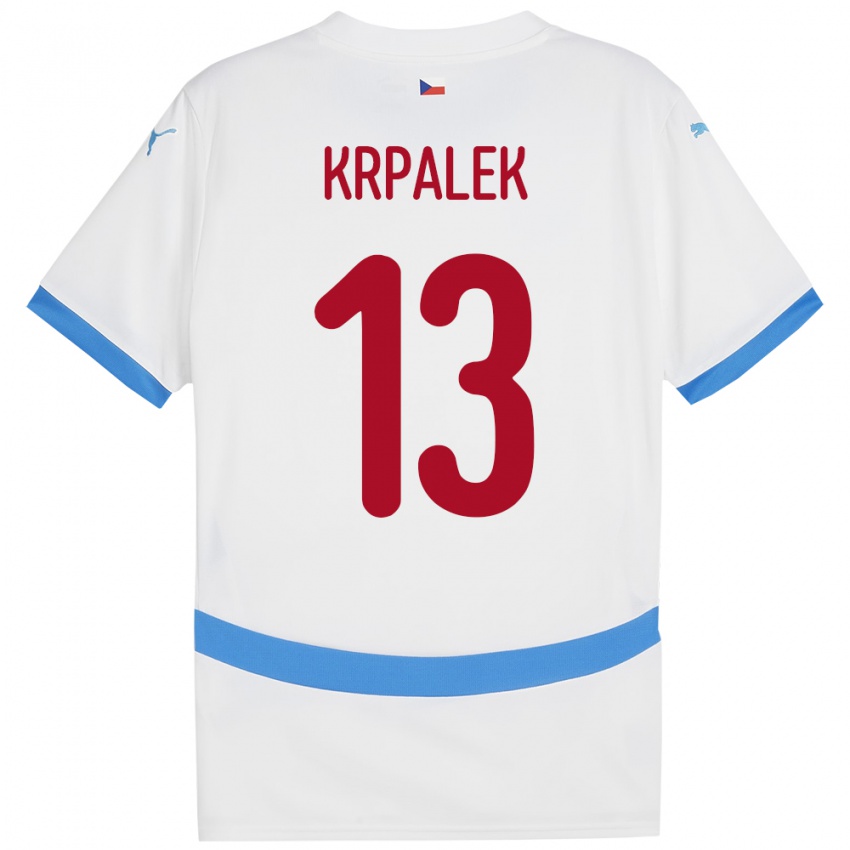 Kinder Tschechien Dennis Krpalek #13 Weiß Auswärtstrikot Trikot 24-26 T-Shirt