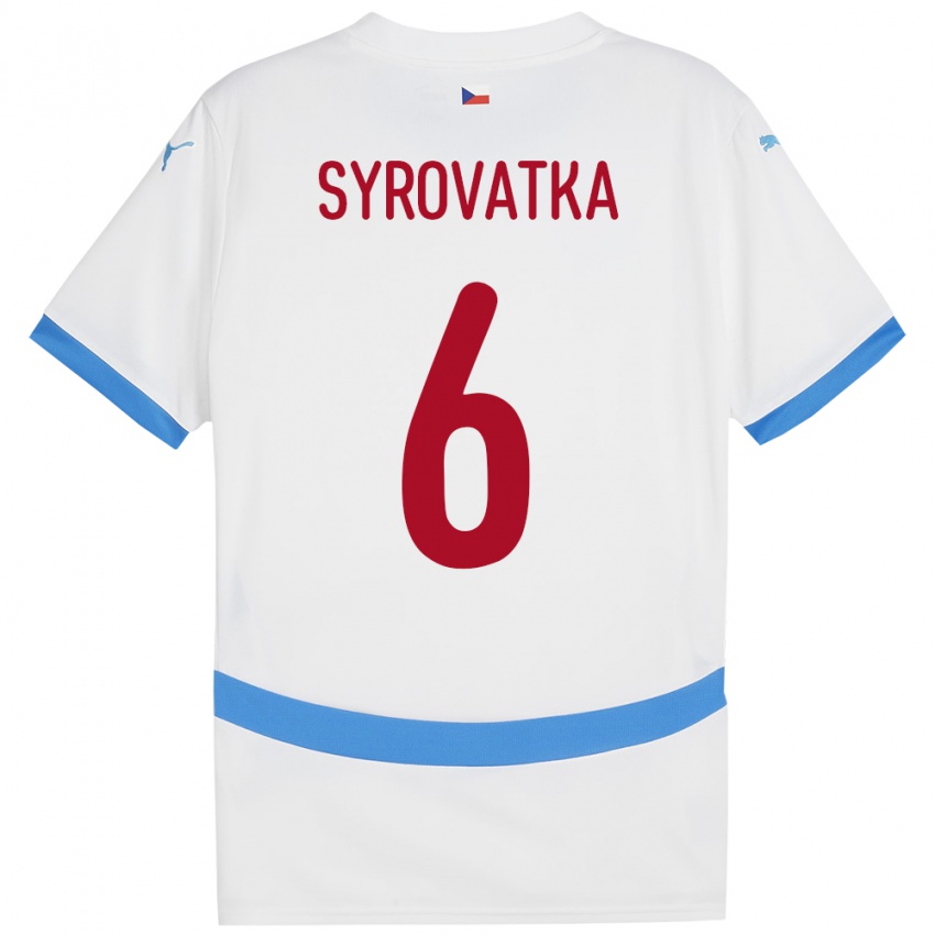 Kinder Tschechien Matyas Syrovatka #6 Weiß Auswärtstrikot Trikot 24-26 T-Shirt