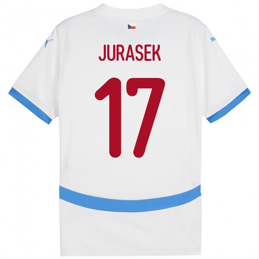 Kinder Tschechien Patrik Jurasek #17 Weiß Auswärtstrikot Trikot 24-26 T-Shirt