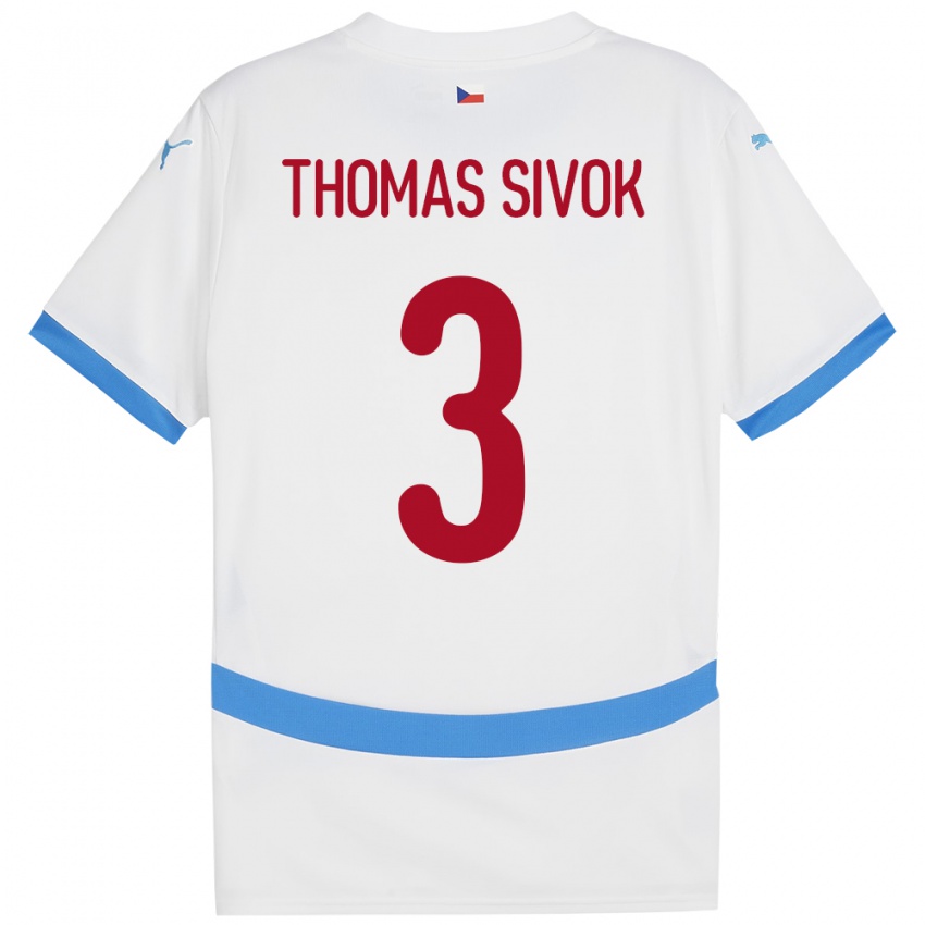 Kinder Tschechien Andre Thomas Sivok #3 Weiß Auswärtstrikot Trikot 24-26 T-Shirt