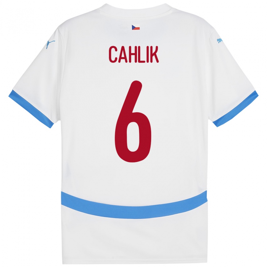 Kinder Tschechien Jakub Cahlik #6 Weiß Auswärtstrikot Trikot 24-26 T-Shirt