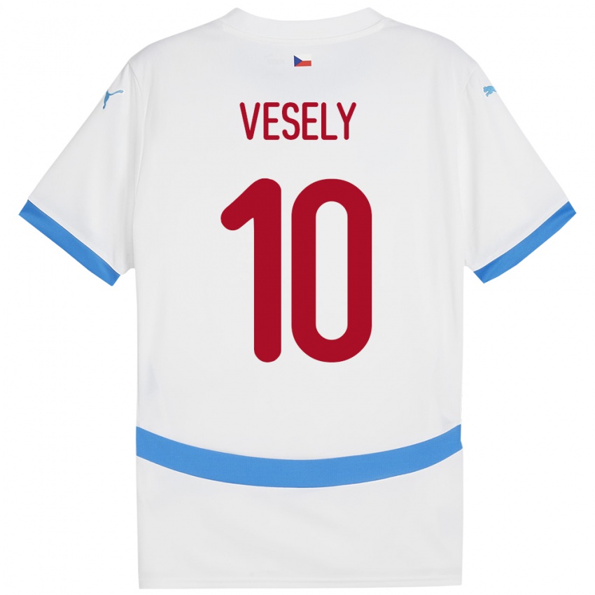 Kinder Tschechien David Vesely #10 Weiß Auswärtstrikot Trikot 24-26 T-Shirt