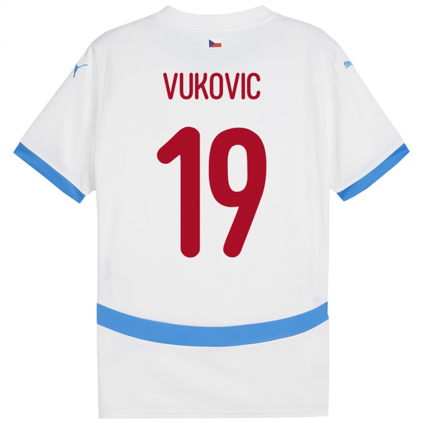 Kinder Tschechien Kristian Vukovic #19 Weiß Auswärtstrikot Trikot 24-26 T-Shirt