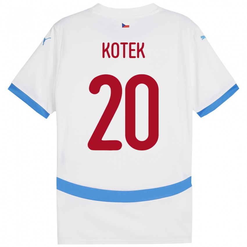 Kinder Tschechien Tomas Kotek #20 Weiß Auswärtstrikot Trikot 24-26 T-Shirt