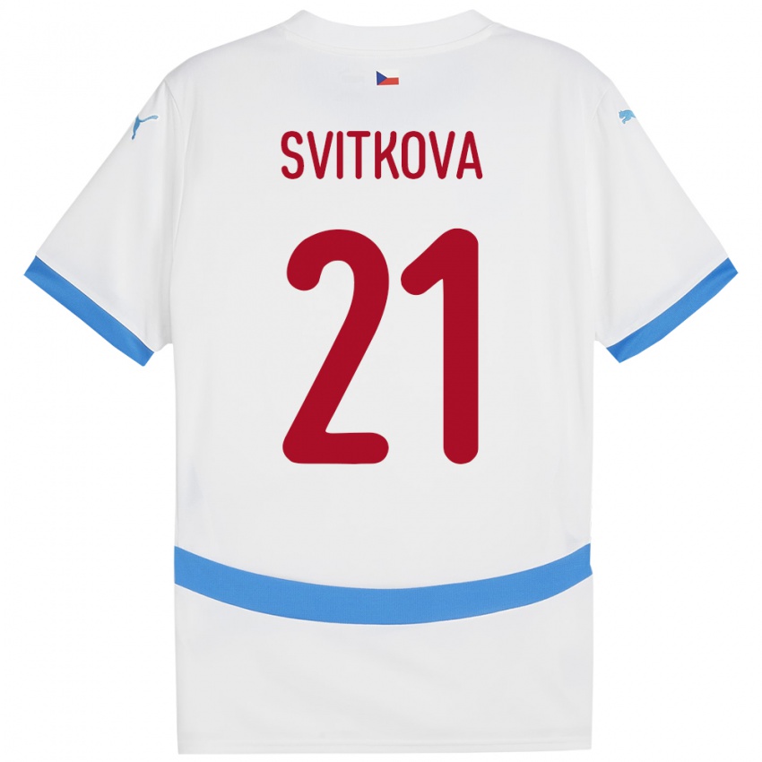 Kinder Tschechien Kateřina Svitková #21 Weiß Auswärtstrikot Trikot 24-26 T-Shirt