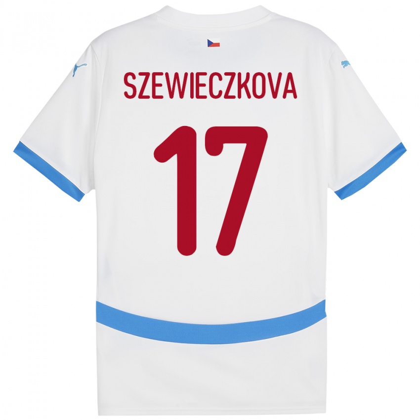 Kinder Tschechien Tereza Szewieczková #17 Weiß Auswärtstrikot Trikot 24-26 T-Shirt