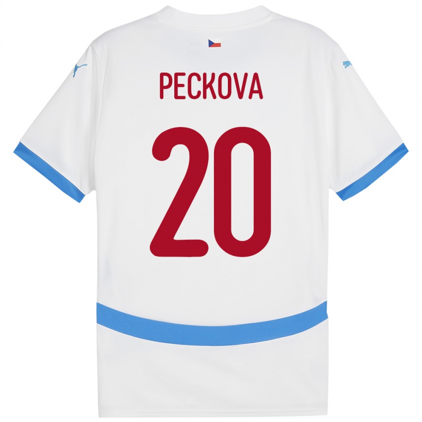 Kinder Tschechien Alena Pěčková #20 Weiß Auswärtstrikot Trikot 24-26 T-Shirt