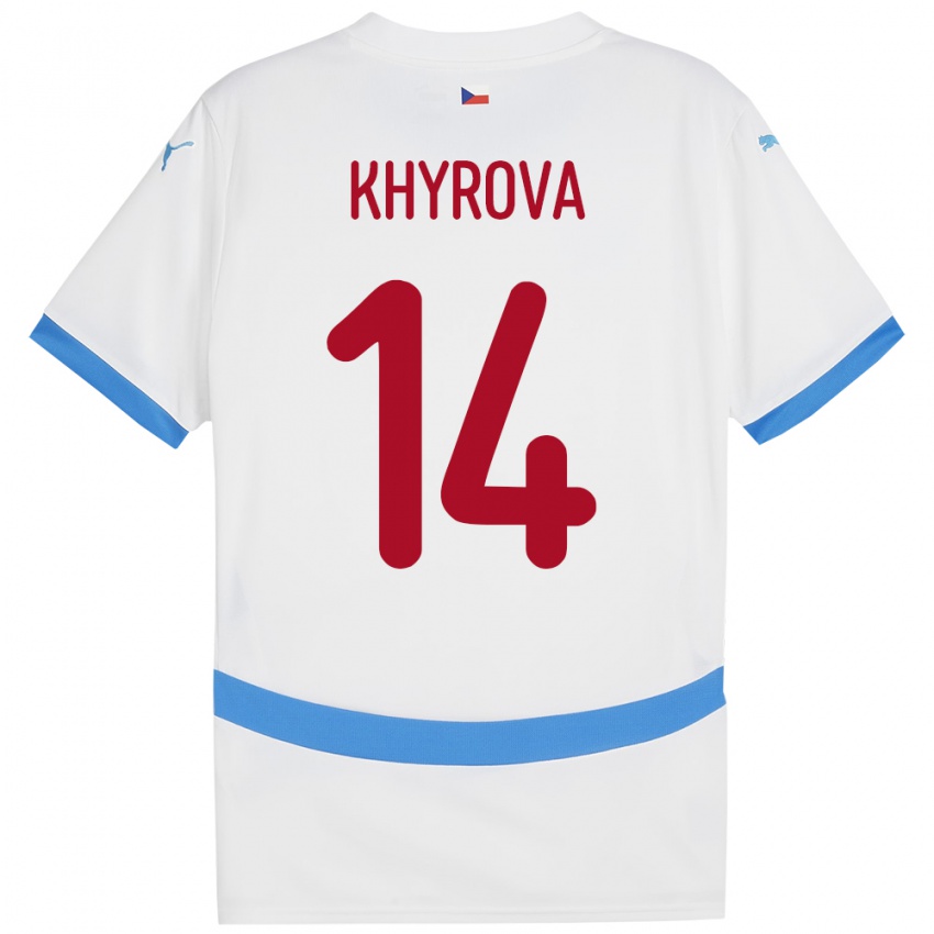 Kinder Tschechien Michaela Khýrová #14 Weiß Auswärtstrikot Trikot 24-26 T-Shirt