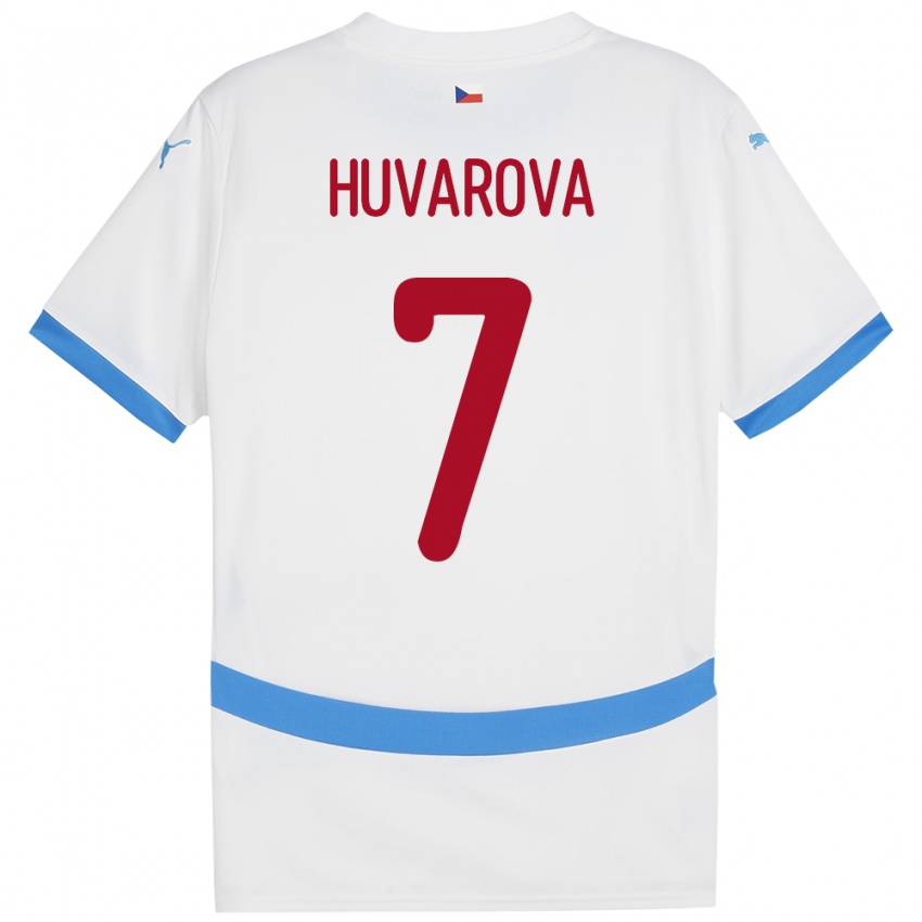 Kinder Tschechien Dominika Huvarová #7 Weiß Auswärtstrikot Trikot 24-26 T-Shirt