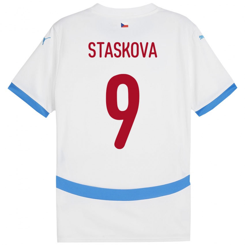 Kinder Tschechien Andrea Stašková #9 Weiß Auswärtstrikot Trikot 24-26 T-Shirt