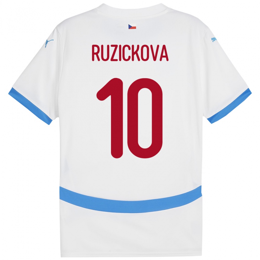 Kinder Tschechien Kristýna Růžičková #10 Weiß Auswärtstrikot Trikot 24-26 T-Shirt