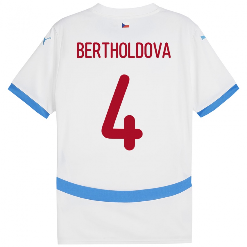 Kinder Tschechien Petra Bertholdová #4 Weiß Auswärtstrikot Trikot 24-26 T-Shirt