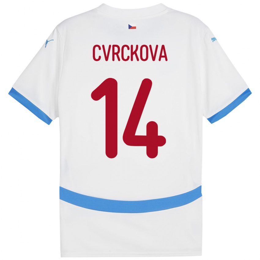 Kinder Tschechien Klára Cvrčková #14 Weiß Auswärtstrikot Trikot 24-26 T-Shirt