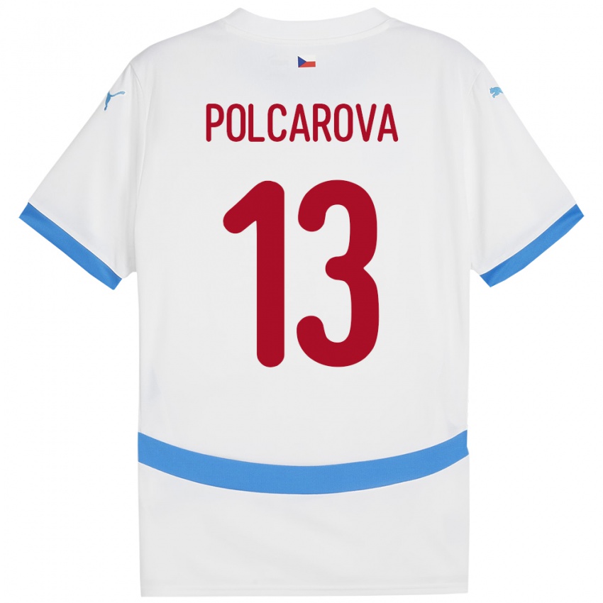 Kinder Tschechien Barbora Polcarová #13 Weiß Auswärtstrikot Trikot 24-26 T-Shirt