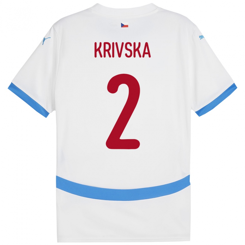 Kinder Tschechien Karolína Křivská #2 Weiß Auswärtstrikot Trikot 24-26 T-Shirt