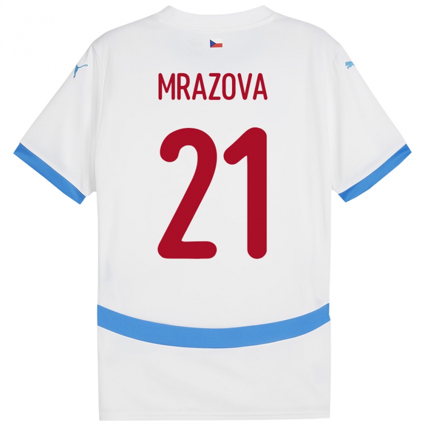 Kinder Tschechien Miroslava Mrázová #21 Weiß Auswärtstrikot Trikot 24-26 T-Shirt