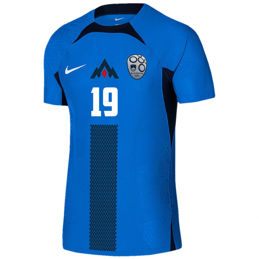 Kinder Slowenien Aldin Jakupovic #19 Blau Auswärtstrikot Trikot 24-26 T-Shirt