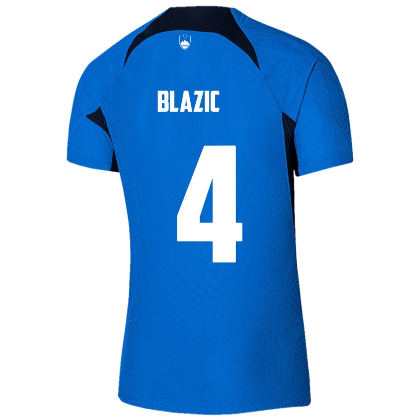 Kinder Slowenien Miha Blazic #4 Blau Auswärtstrikot Trikot 24-26 T-Shirt