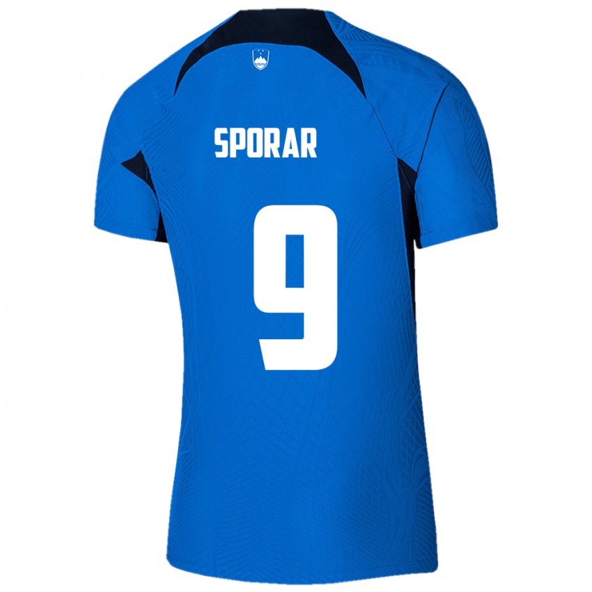 Kinder Slowenien Andraz Sporar #9 Blau Auswärtstrikot Trikot 24-26 T-Shirt