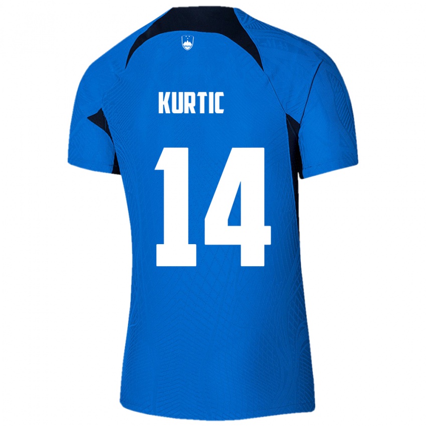 Kinder Slowenien Jasmin Kurtic #14 Blau Auswärtstrikot Trikot 24-26 T-Shirt