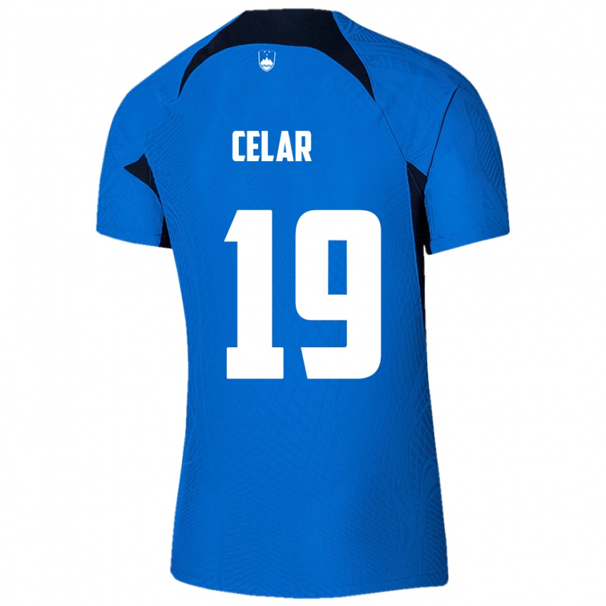 Kinder Slowenien Zan Celar #19 Blau Auswärtstrikot Trikot 24-26 T-Shirt