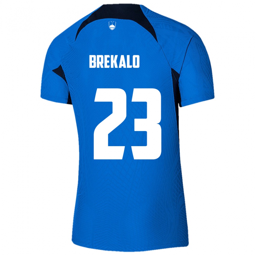 Kinder Slowenien David Brekalo #23 Blau Auswärtstrikot Trikot 24-26 T-Shirt