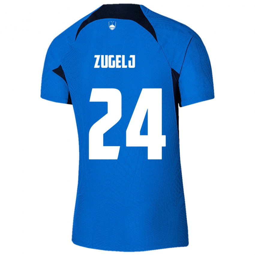 Kinder Slowenien Nino Zugelj #24 Blau Auswärtstrikot Trikot 24-26 T-Shirt