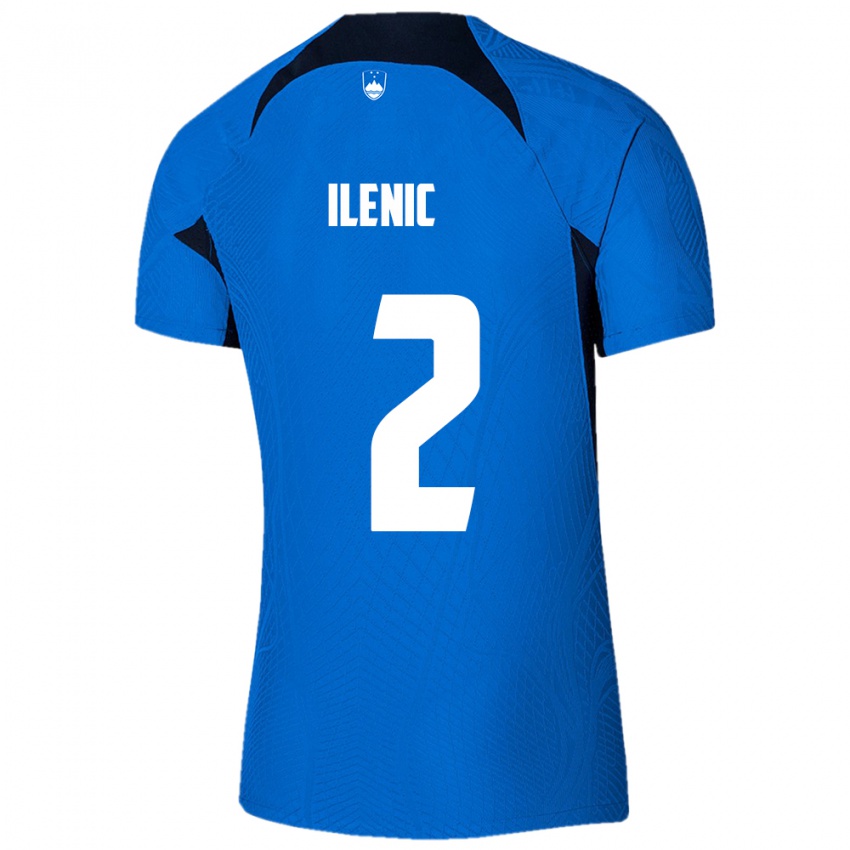 Kinder Slowenien Mitja Ilenic #2 Blau Auswärtstrikot Trikot 24-26 T-Shirt