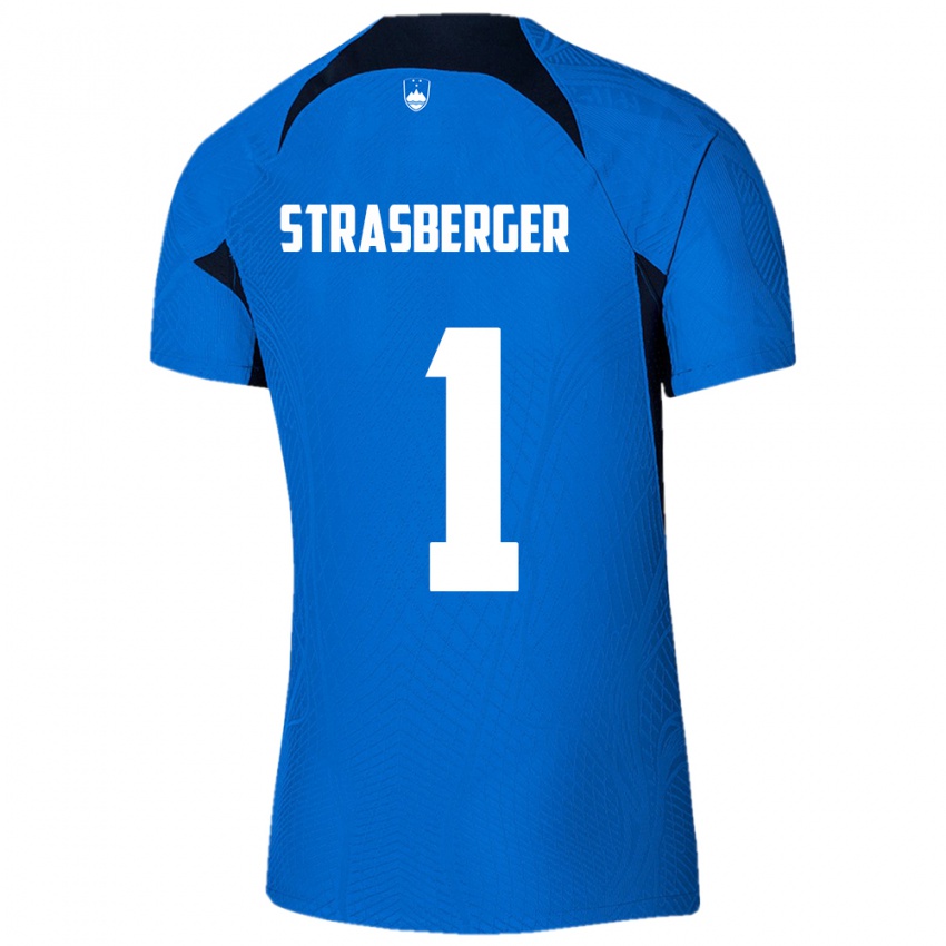 Kinder Slowenien Tim Strasberger #1 Blau Auswärtstrikot Trikot 24-26 T-Shirt