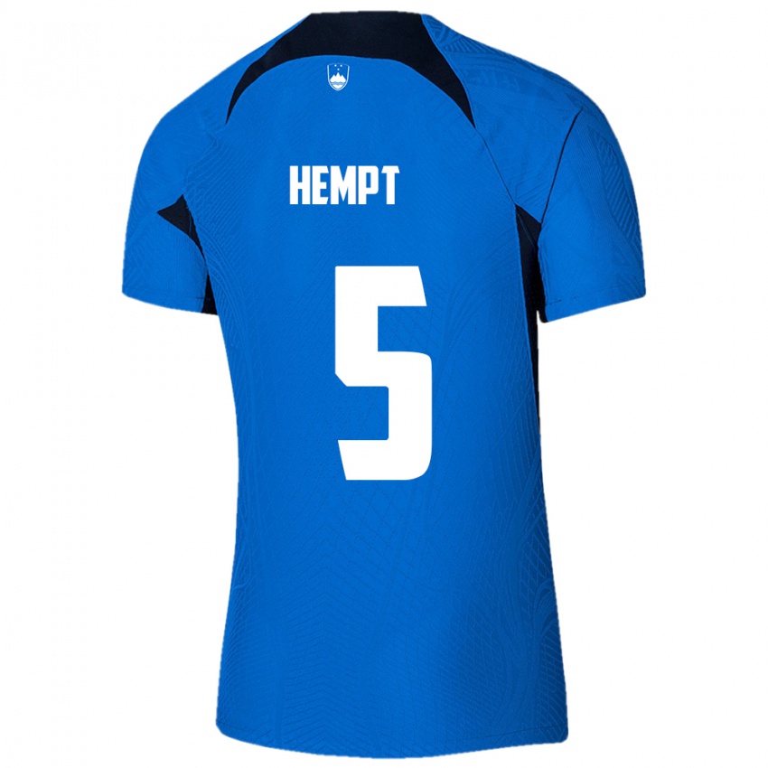 Kinder Slowenien Lukas Hempt #5 Blau Auswärtstrikot Trikot 24-26 T-Shirt