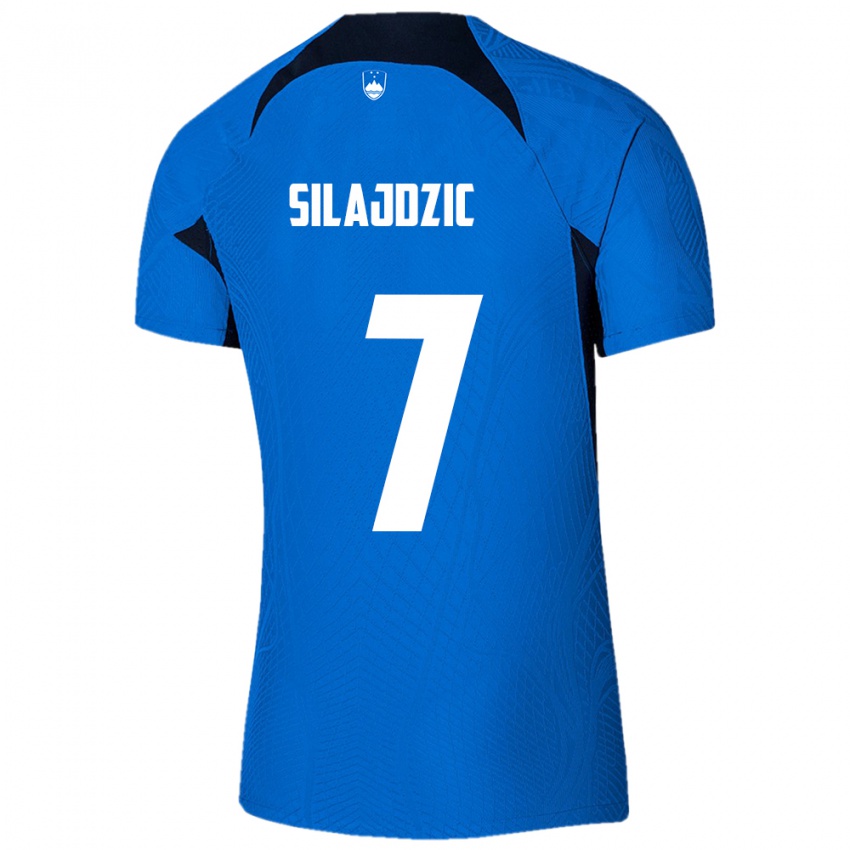 Kinder Slowenien Riad Silajdzic #7 Blau Auswärtstrikot Trikot 24-26 T-Shirt