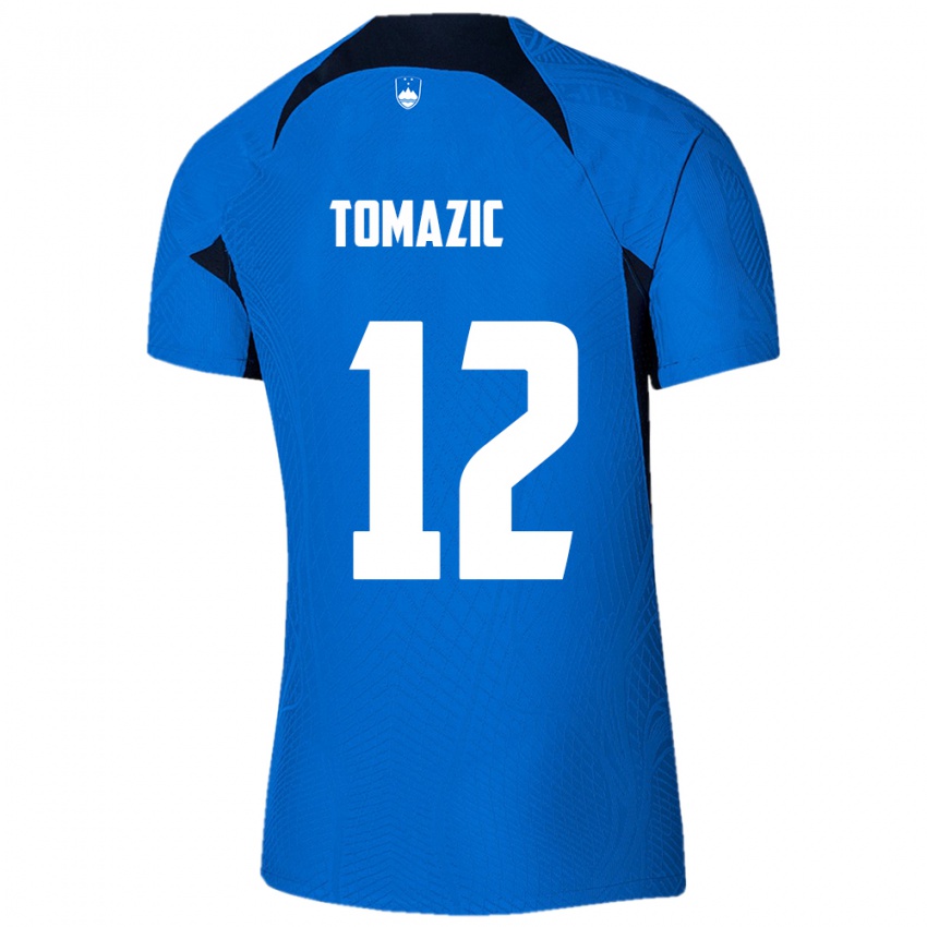 Kinder Slowenien Lukas Tomazic #12 Blau Auswärtstrikot Trikot 24-26 T-Shirt