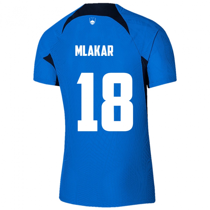 Kinder Slowenien Luka Mlakar #18 Blau Auswärtstrikot Trikot 24-26 T-Shirt