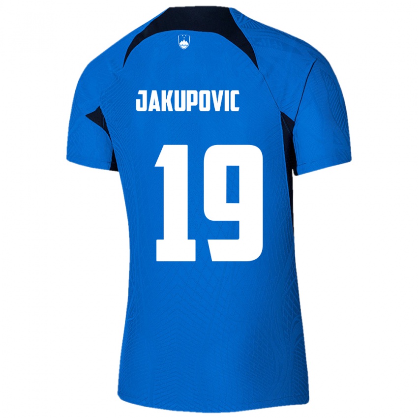 Kinder Slowenien Aldin Jakupovic #19 Blau Auswärtstrikot Trikot 24-26 T-Shirt