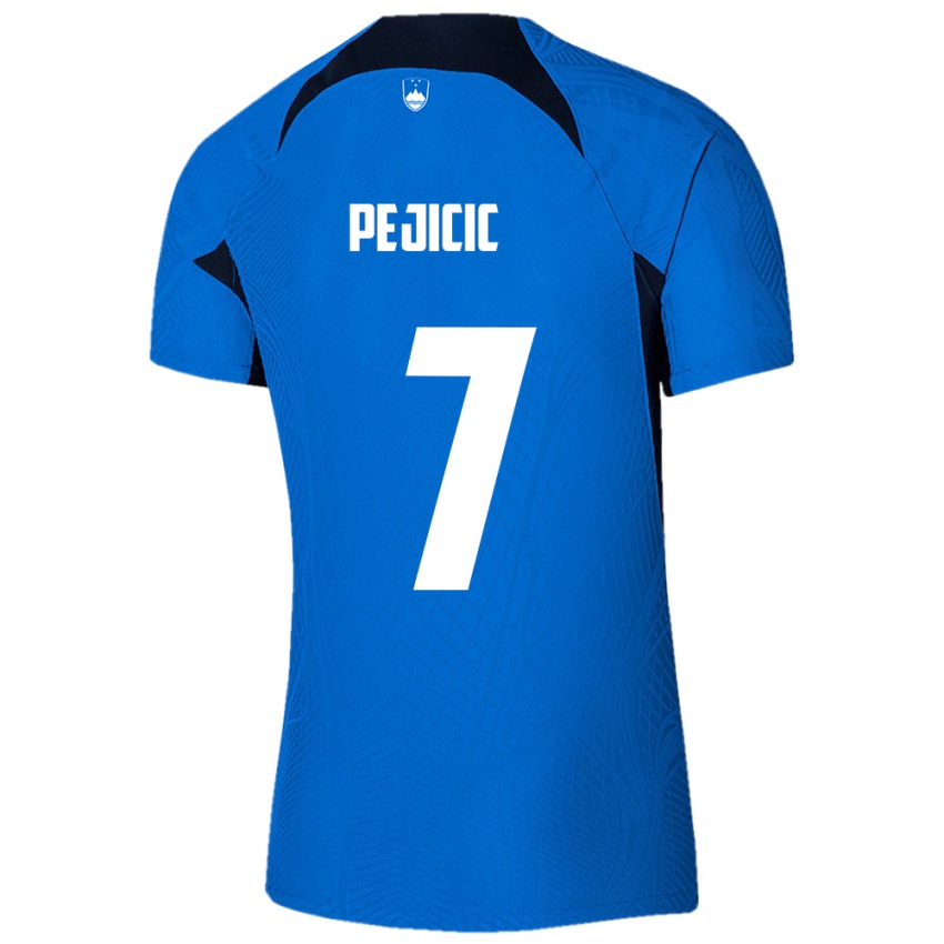 Kinder Slowenien David Pejičić #7 Blau Auswärtstrikot Trikot 24-26 T-Shirt