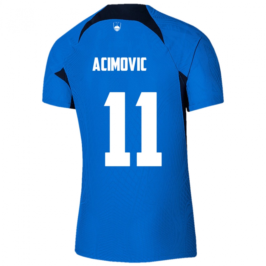 Kinder Slowenien Mateo Acimovic #11 Blau Auswärtstrikot Trikot 24-26 T-Shirt