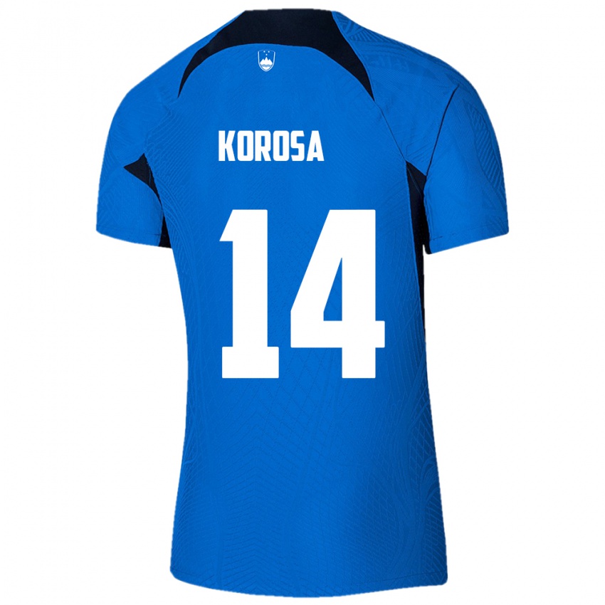 Kinder Slowenien Anej Koroša #14 Blau Auswärtstrikot Trikot 24-26 T-Shirt