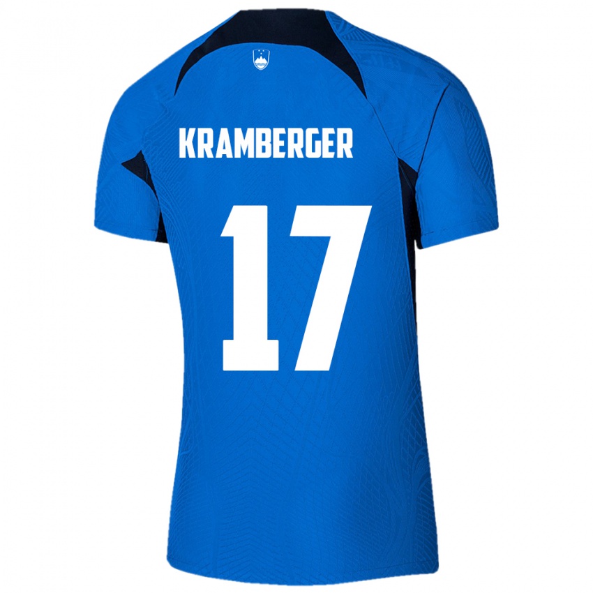 Kinder Slowenien Enej Kramberger #17 Blau Auswärtstrikot Trikot 24-26 T-Shirt