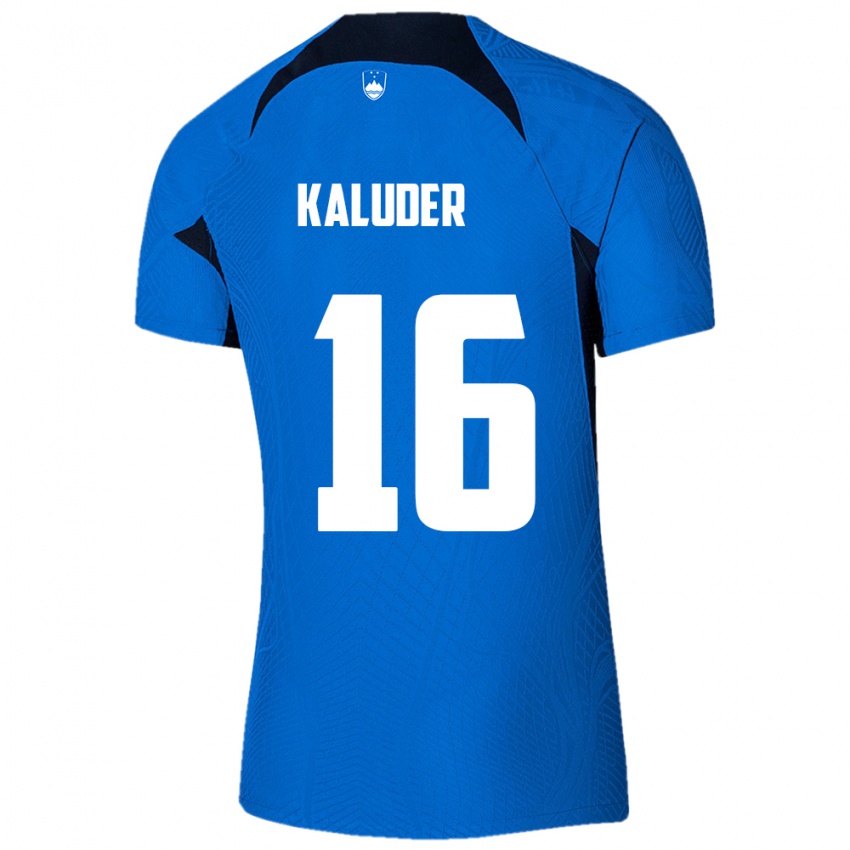 Kinder Slowenien Grega Kaluder #16 Blau Auswärtstrikot Trikot 24-26 T-Shirt