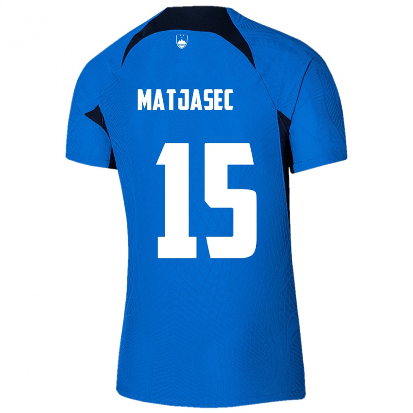 Kinder Slowenien Miha Matjasec #15 Blau Auswärtstrikot Trikot 24-26 T-Shirt