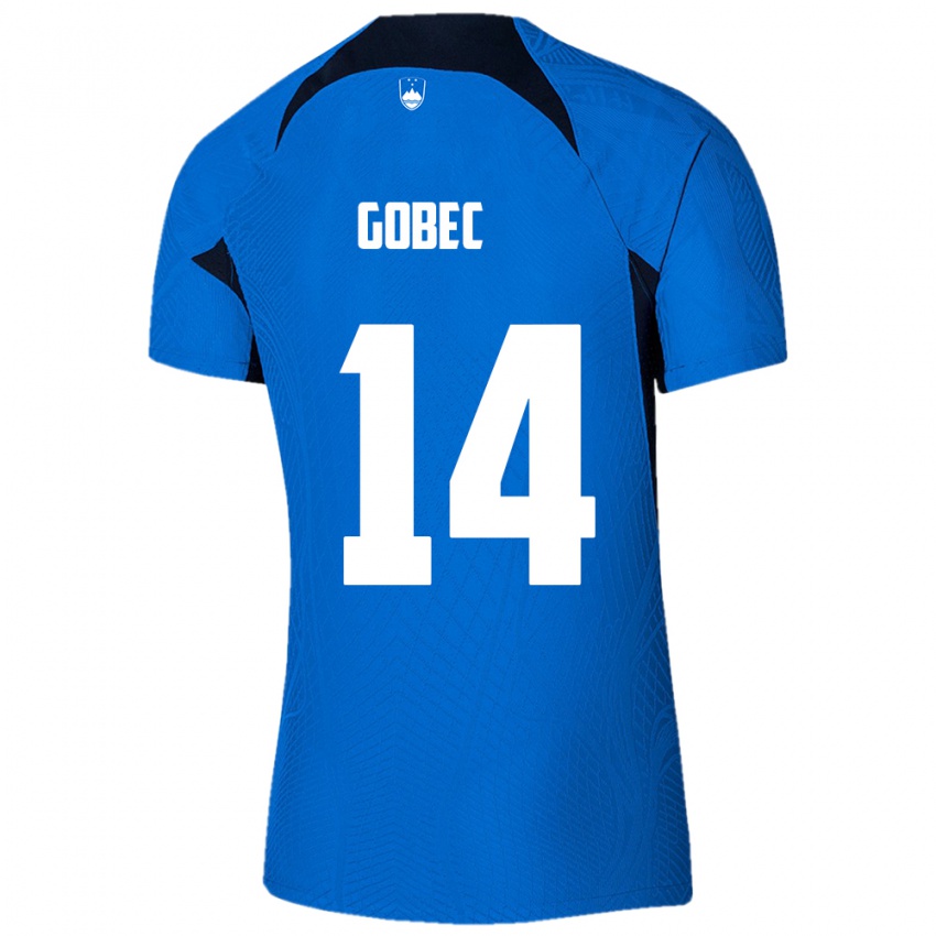 Kinder Slowenien Stijan Gobec #14 Blau Auswärtstrikot Trikot 24-26 T-Shirt