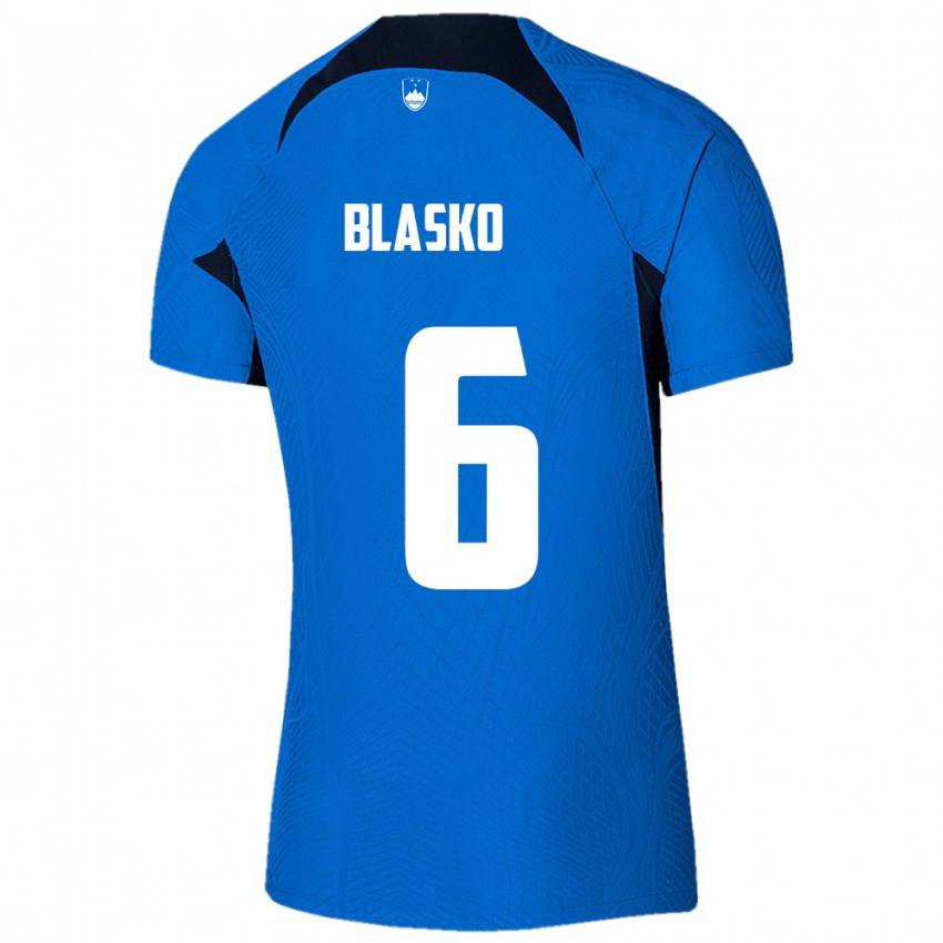 Kinder Slowenien Svit Blasko #6 Blau Auswärtstrikot Trikot 24-26 T-Shirt