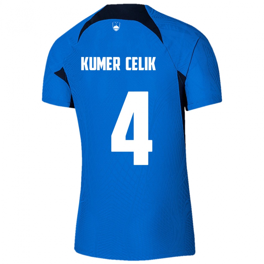 Kinder Slowenien An Kumer Celik #4 Blau Auswärtstrikot Trikot 24-26 T-Shirt