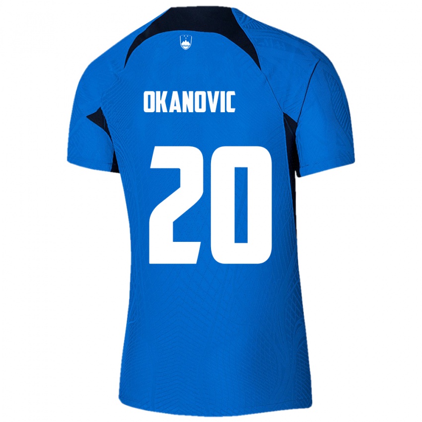 Kinder Slowenien Deen Okanovic #20 Blau Auswärtstrikot Trikot 24-26 T-Shirt