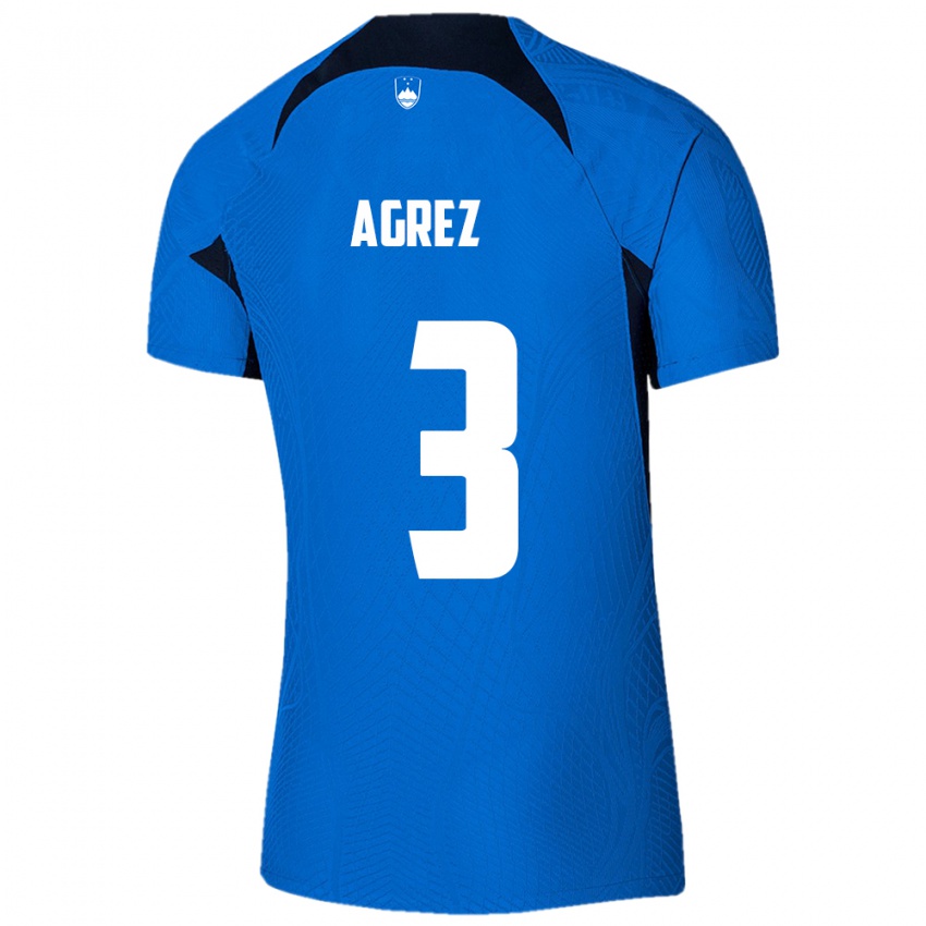 Kinder Slowenien Sara Agrež #3 Blau Auswärtstrikot Trikot 24-26 T-Shirt