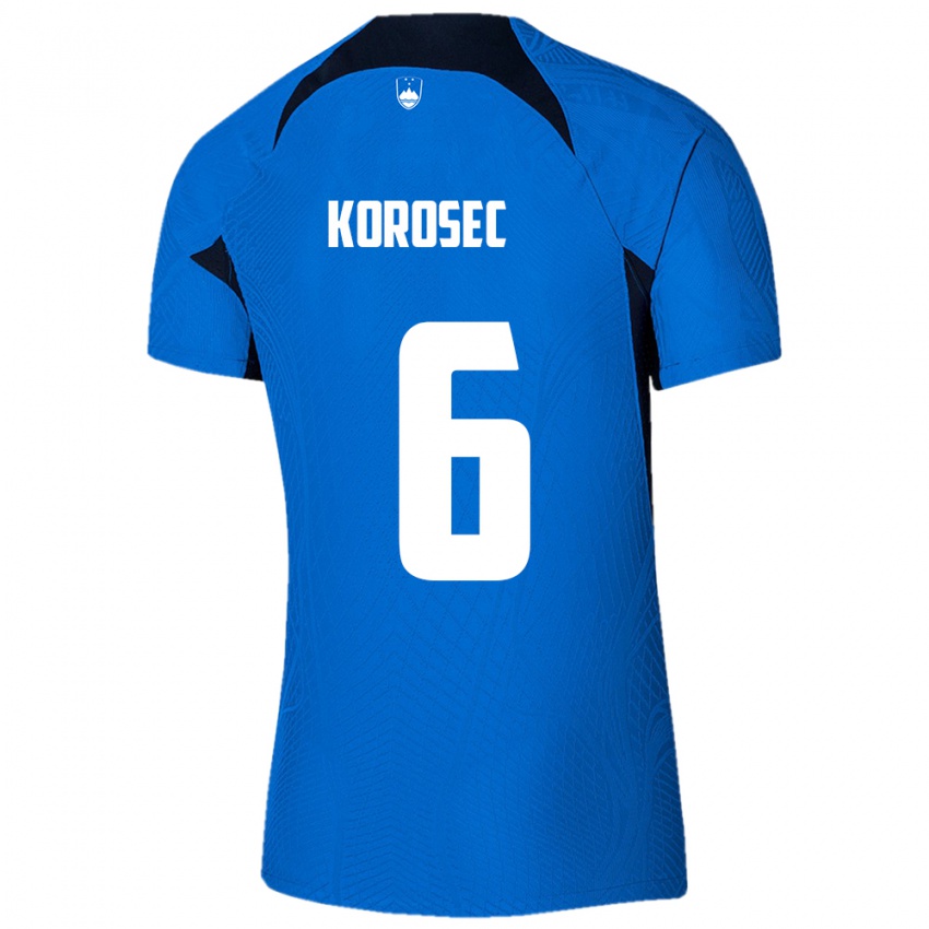 Kinder Slowenien Kaja Korošec #6 Blau Auswärtstrikot Trikot 24-26 T-Shirt