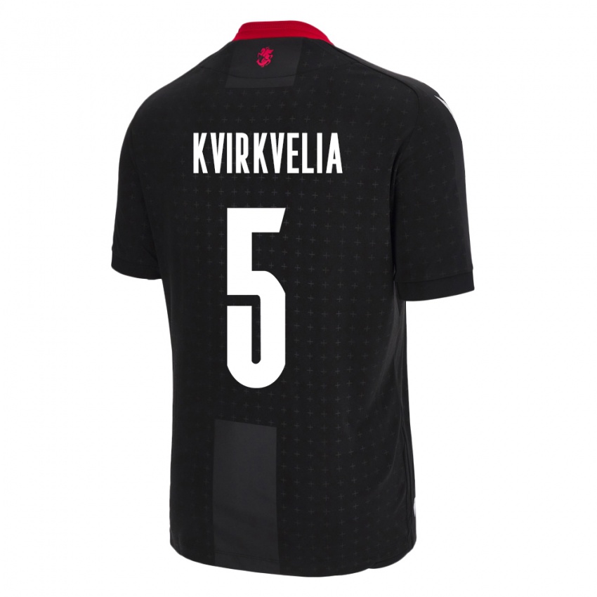 Kinder Georgien Solomon Kvirkvelia #5 Schwarz Auswärtstrikot Trikot 24-26 T-Shirt