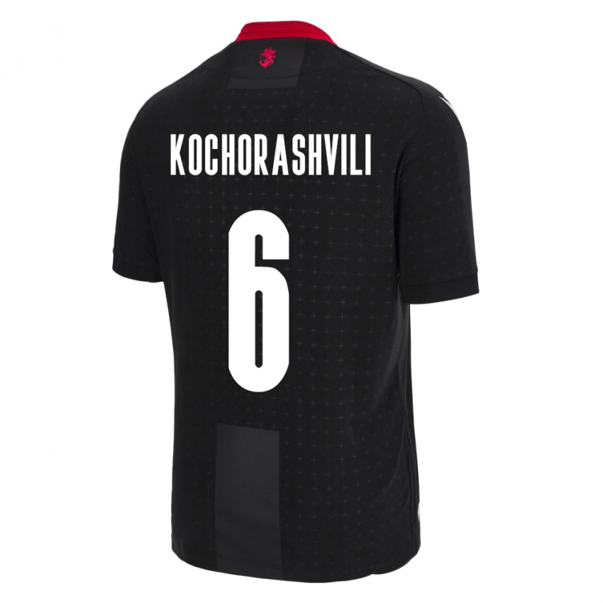 Kinder Georgien Giorgi Kochorashvili #6 Schwarz Auswärtstrikot Trikot 24-26 T-Shirt